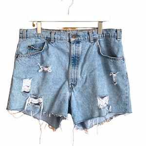 Vintage Levis Orange Tab Distressed High Rise Cut Off Shorts